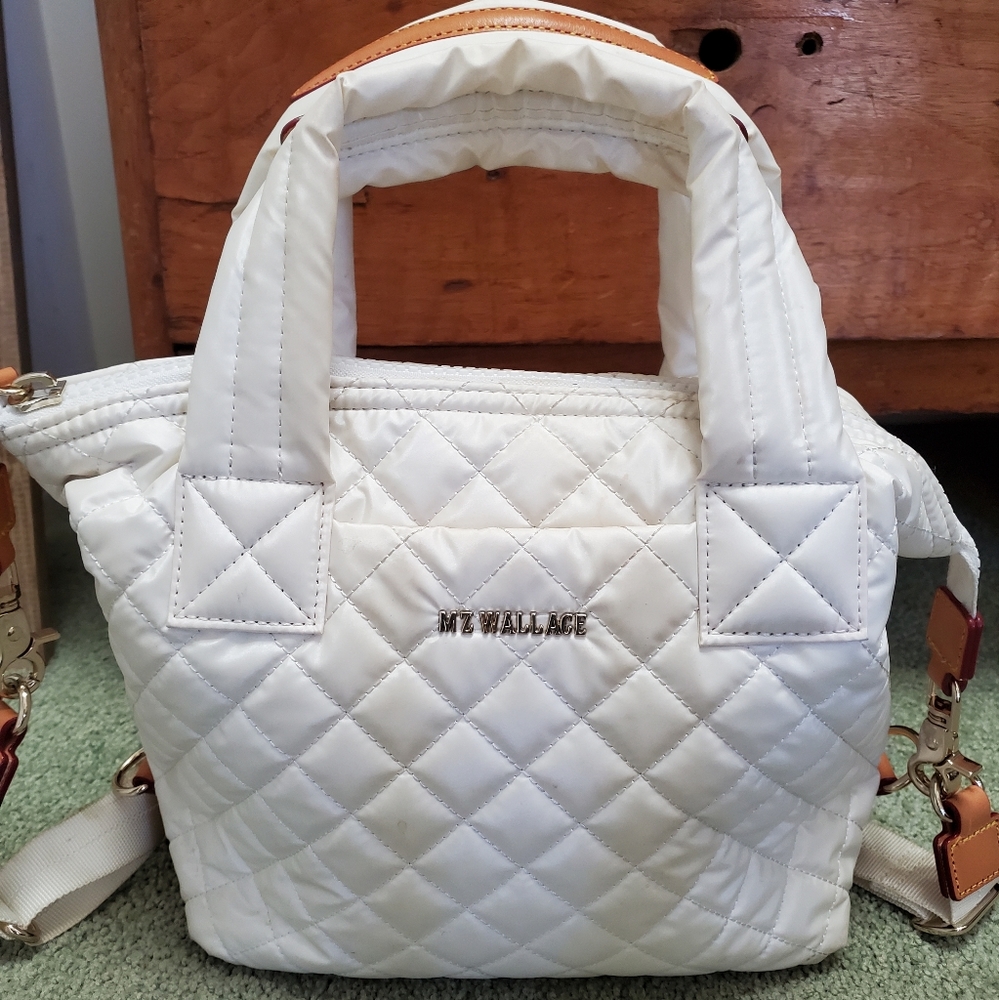 MZ Wallace white handbag  Puffer ivory leather handle